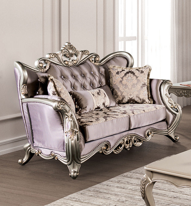 Albacete Loveseat, Champagne/Purple