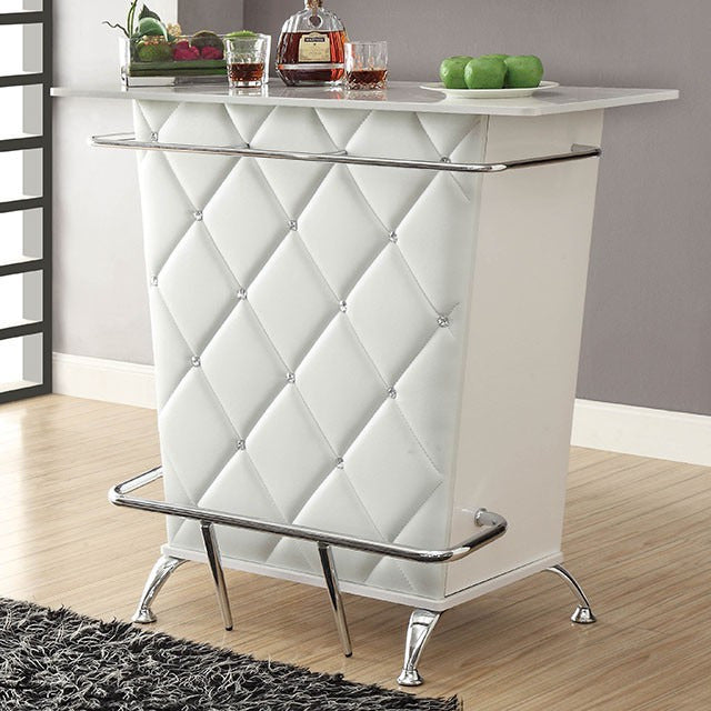 Fuero Bar Table, White/Chrome