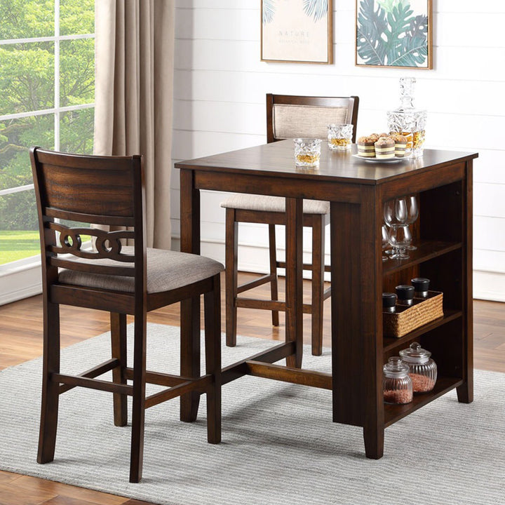 Gia 3 Pc 30" Storage Counter Table &amp; 2 Chairs-Cherry