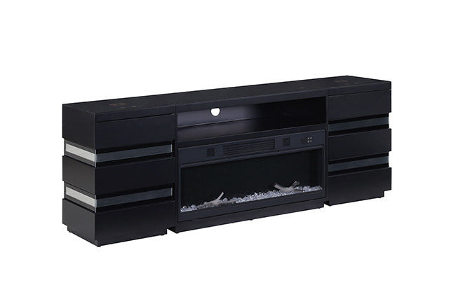 Terni Tv Stand W/ Fireplace, Black - view 4