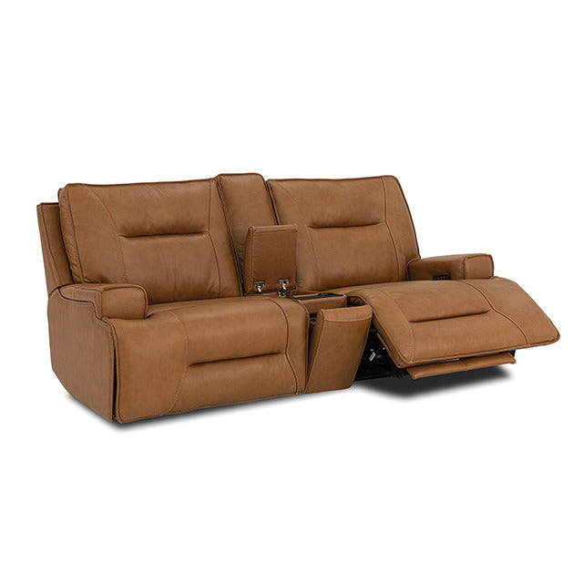 Dallas Oversized Power Loveseat, Camel Brown - view 4