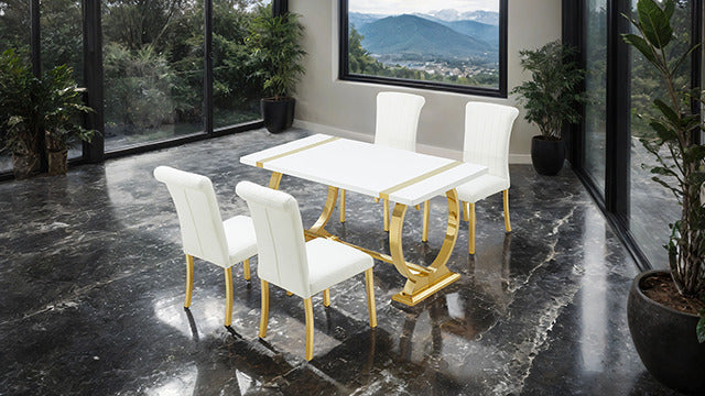 Holstebro 60" Dining Table, Gold/White - view 2