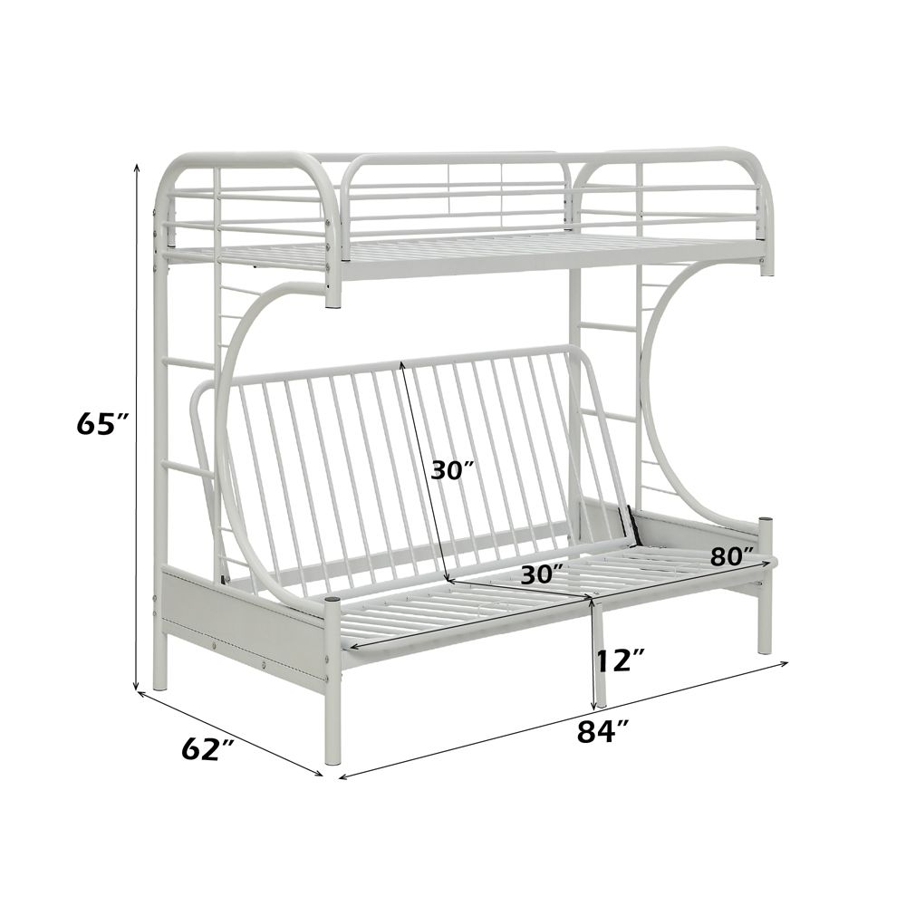Eclipse Twin XL/Queen Futon Bunk Bed – dimensions diagram
