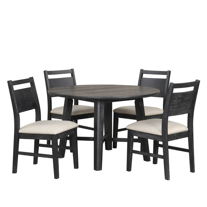 Sable Crest 5 Piece Round Dining Table &amp; 4 Chairs-Black