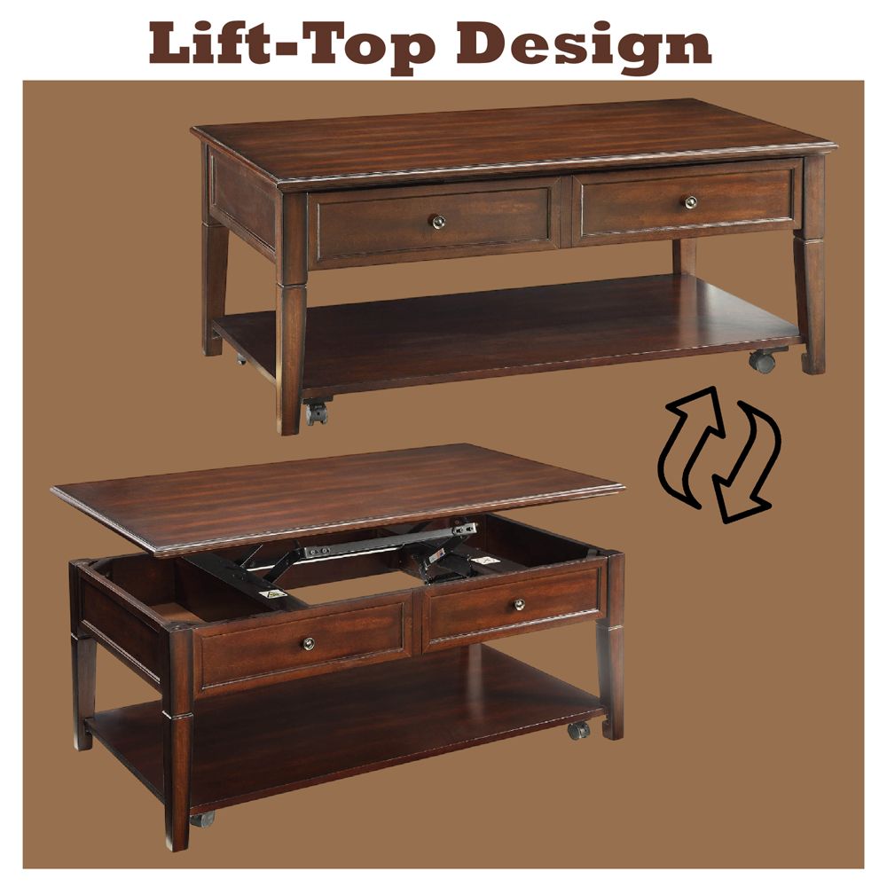 Malachi Coffee Table W/Lift Top – features callout