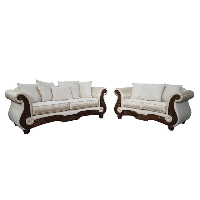 Sodaro Oversized Sofa + Loveseat, Dark Cherry/Ivory - view 2
