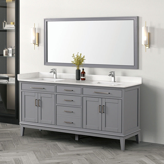 Almeria Vanity Set W/ Mirror, White/Gray - view 10