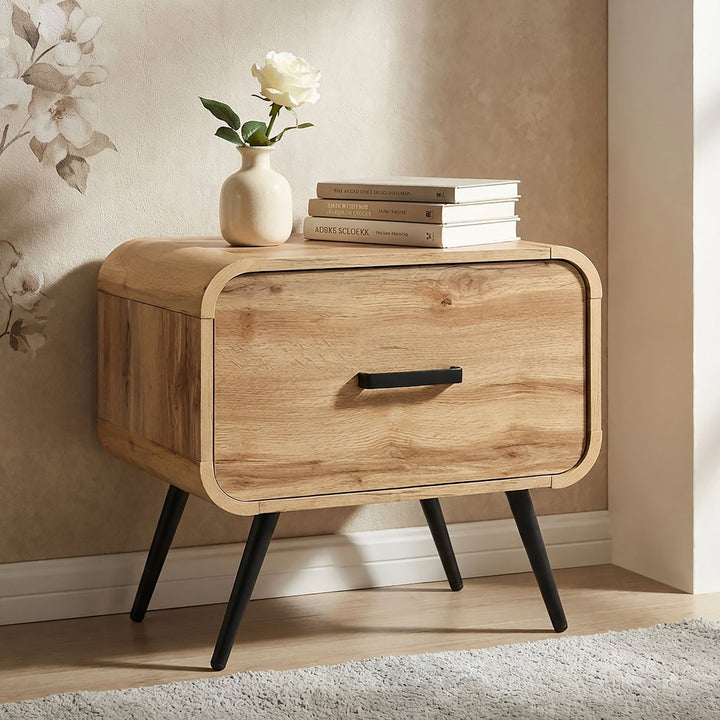 Rowan One Drawer End Table/bedside Table-Natural