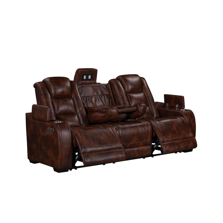 Chester Reclining Sofa W/pwr Hr &amp; Fr-Brown