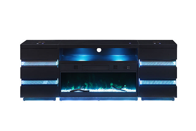 Terni Tv Stand W/ Fireplace, Black - view 10