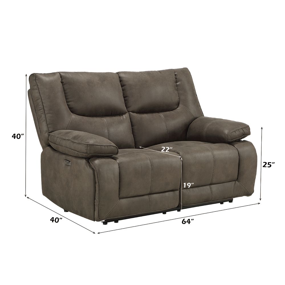 Harumi Power Motion Loveseat W/USB – dimensions diagram