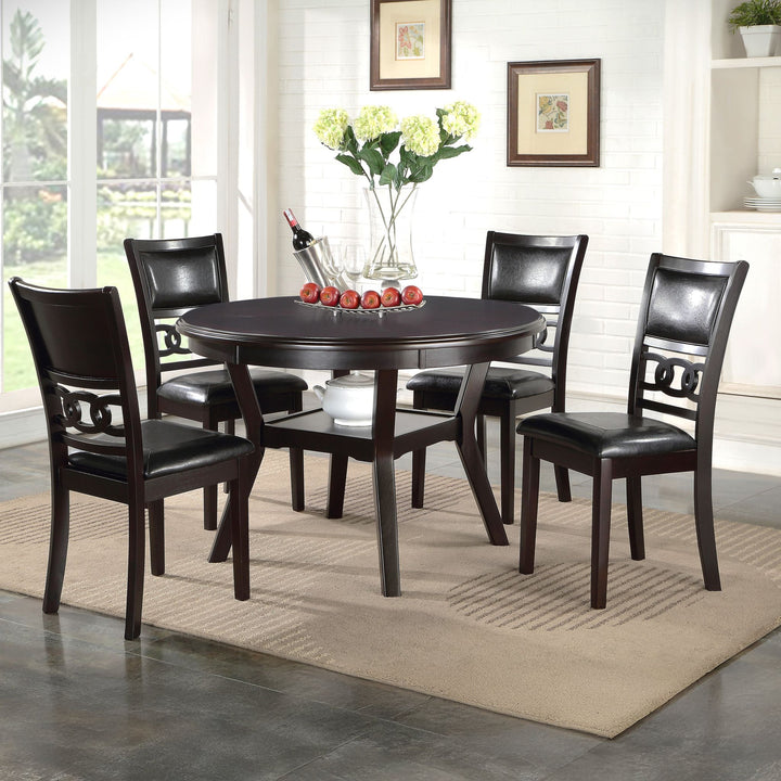 Gia 5 Pc 47" Round Dining Table &amp; 4 Chairs-Ebony