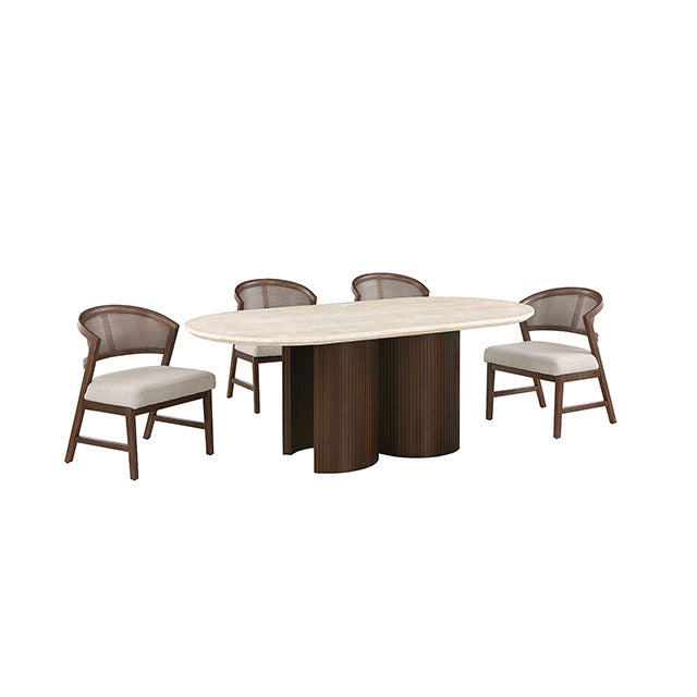 Narvik 5 Pc. Dining Table Set, Light Beige/Walnut - view 4