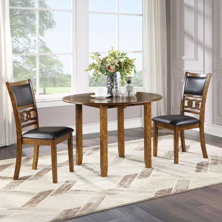 Gia 3 Pc 42" Drop Leaf Dining Table &amp; 2 Chairs-Brown