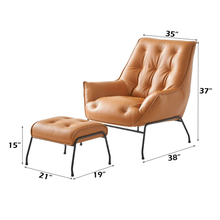Zusa Accent Chair &amp; Ottoman – dimensions diagram