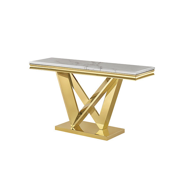 Villarsglane Sofa Table, Gold/White