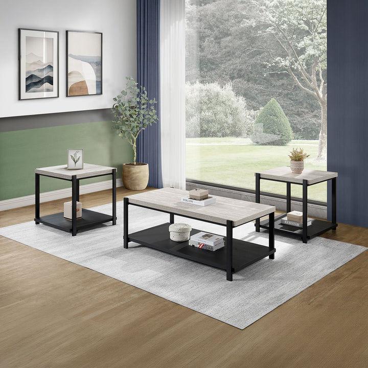 Linea  3 Pc Occasional Set- 1 Coffee &amp; 2 End Tables-Lt Gray F