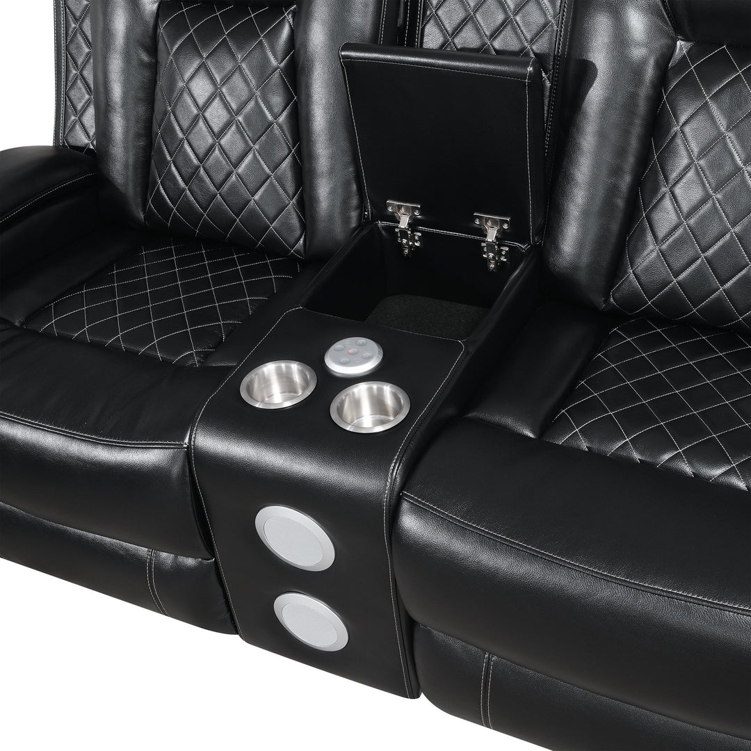 Orion Ii Console Loveseat W/ Dual Recliners-Black
