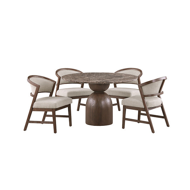 Cirava 5 Pc. Dining Table Set, Dark Brown/Walnut
