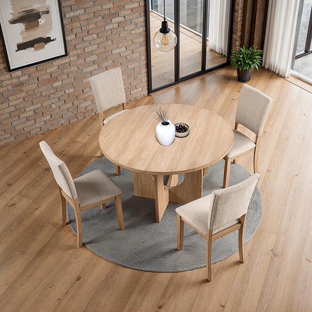 Oberto 5 Pc Round Dining Table Set, Natural - view 6