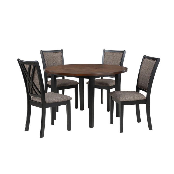 Potomac 48" Round Dining Table &amp; 4 Chairs-Brown/black