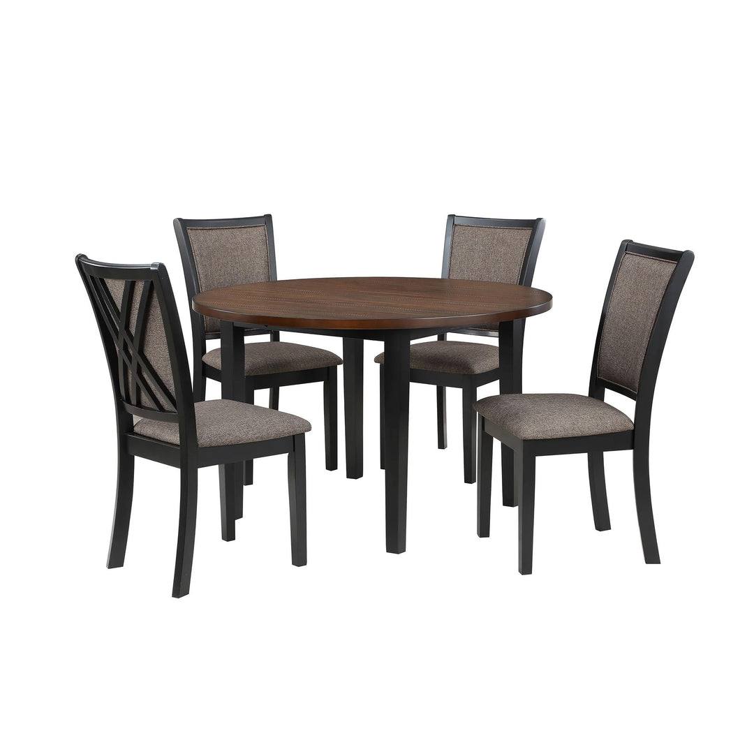 Potomac 48" Round Dining Table & 4 Chairs-Brown/black