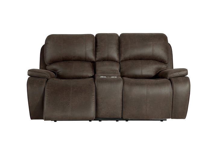 Brookings Console Loveseat W/pwr Hr &amp; Fr-Brown
