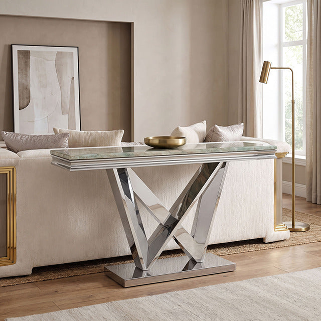 Villarsglane Sofa Table, Green/Chrome - view 4