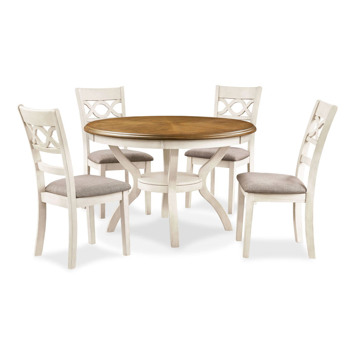 Cori Round Dining 5 Pc Set-Bisque/brown