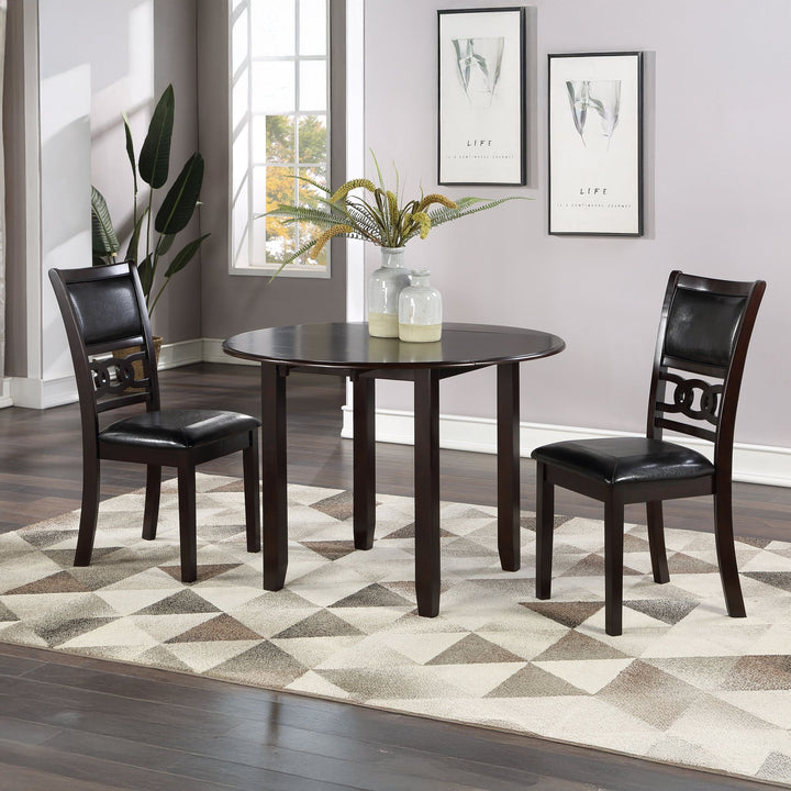 Gia 3 Pc 42" Drop Leaf Dining Table &amp; 2 Chairs-Ebony