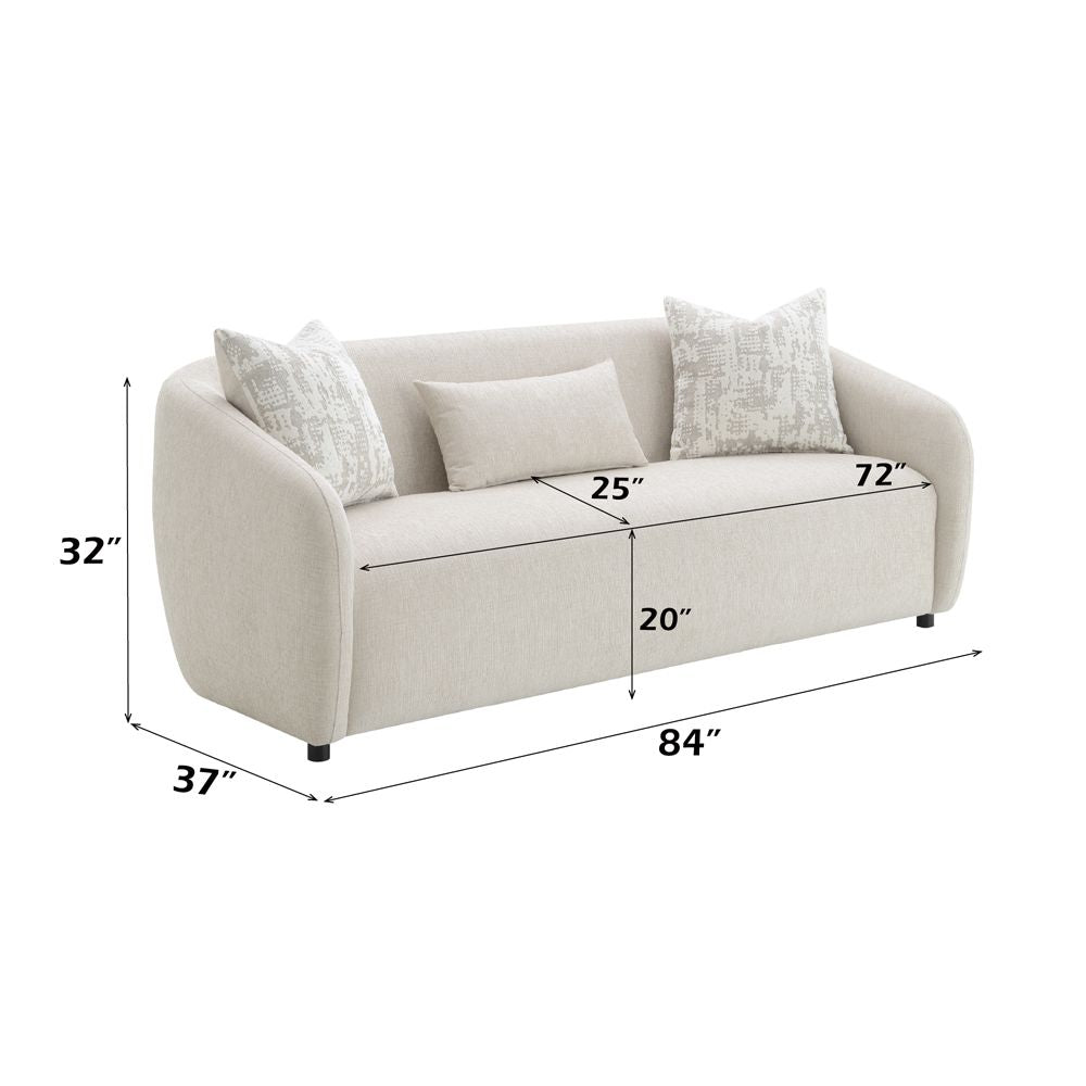 Etienne Sofa w/3 Pillows – dimensions diagram