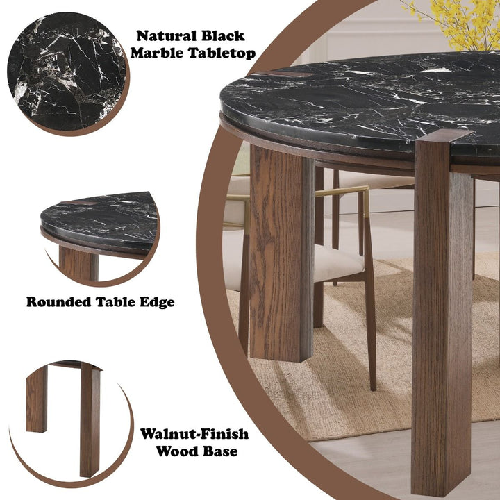 Estella Round Dining Table w/Marble Top – features callout