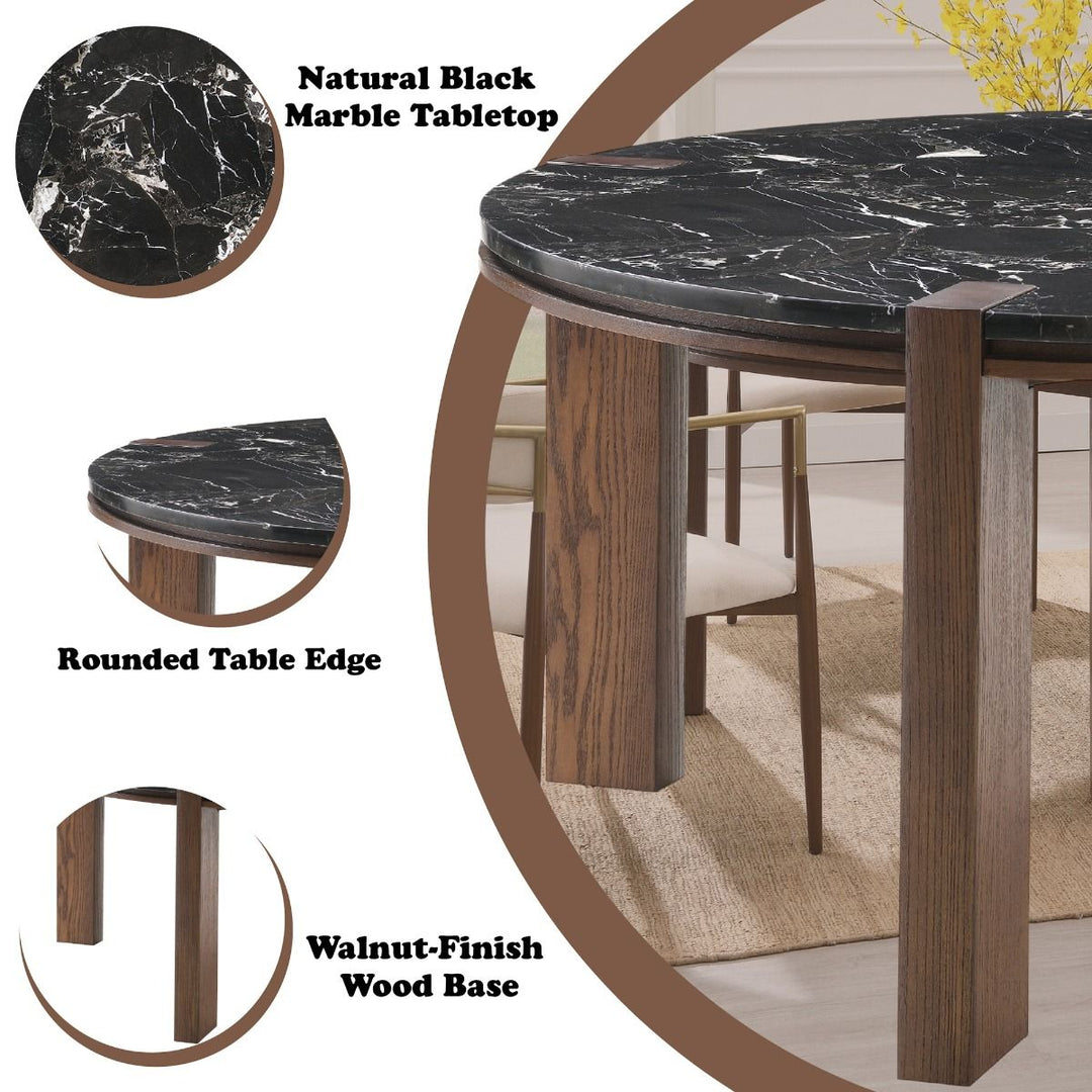 Estella Round Dining Table w/Marble Top – features callout