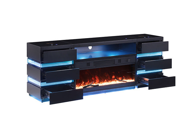 Terni Tv Stand W/ Fireplace, Black - view 3