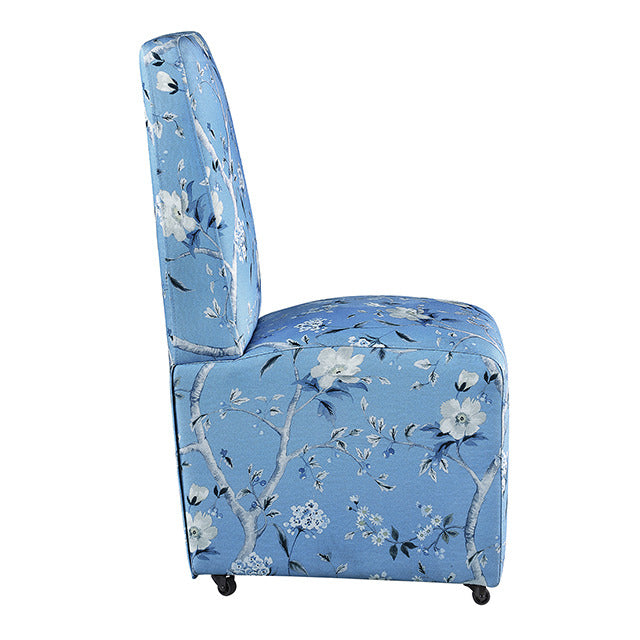 Durham Dining Chair W/ 4 Casters, Toile De Jouy Light Blue/White - view 4