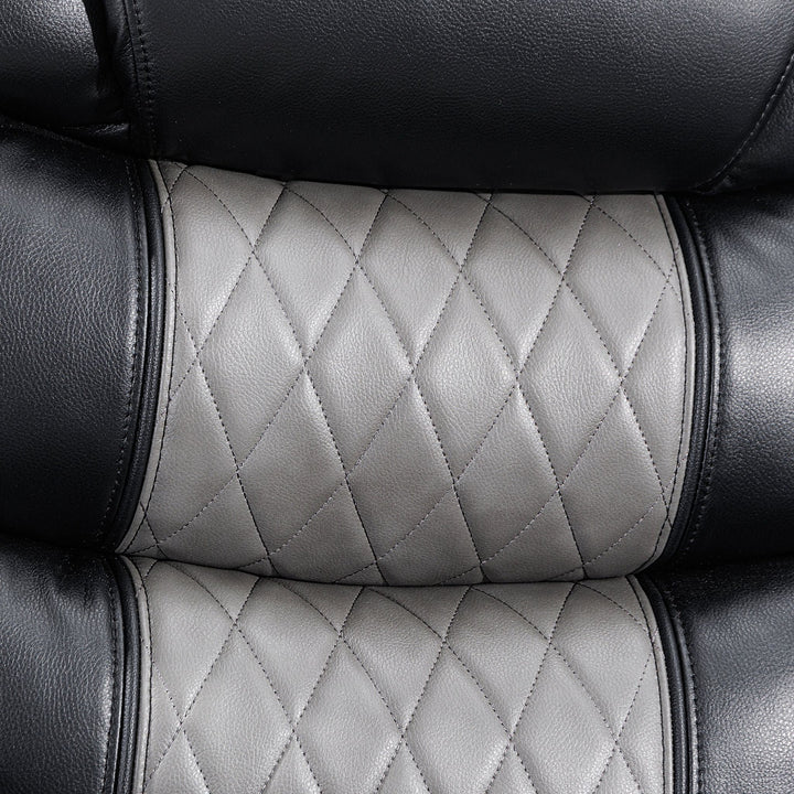 Nikko Console Loveseat W/ Dual Recliners-Black/gray