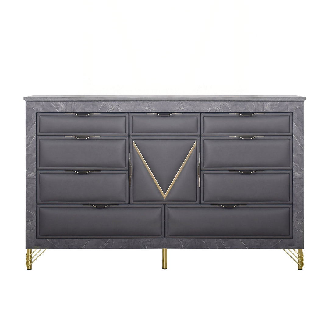 Symmetry 10 Drawer Dresser-Charcoal
