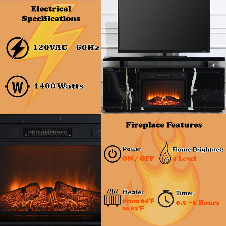 Drisana TV Stand w/Fireplace – features callout