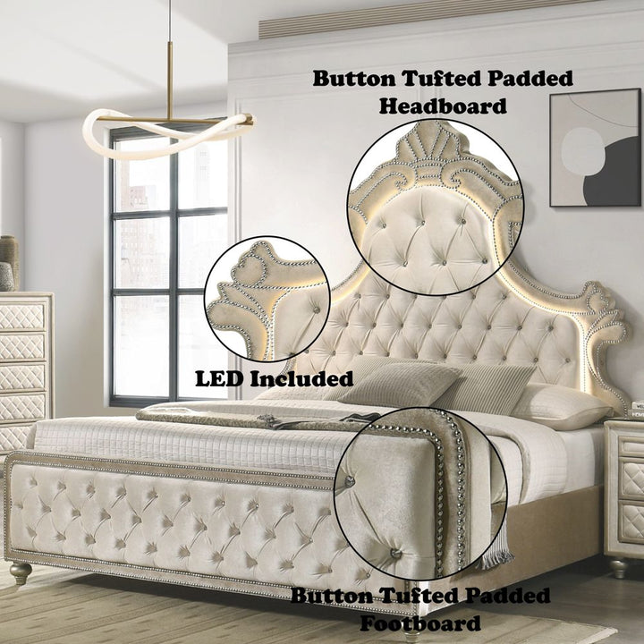 Lucienne Queen Bed W/LED – features callout