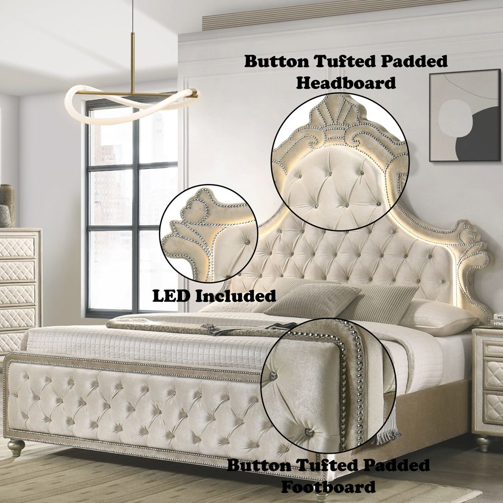 Lucienne Queen Bed W/LED – features callout