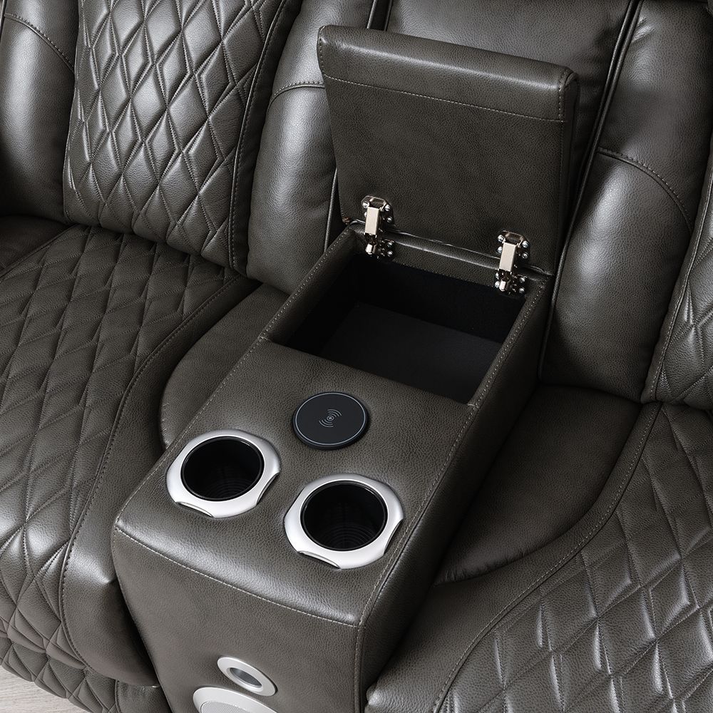 Taddeo Power Motion Loveseat w/Console, Speaker, USB, Wireless Charger & LED – view 7
