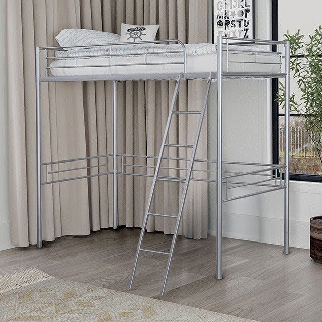 Myles Twin Loft Bed, Silver