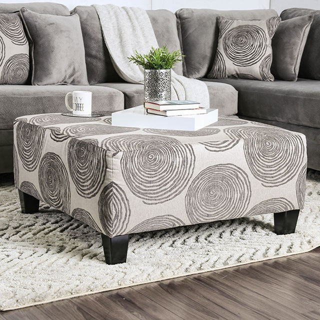 Bonaventura Ottoman, Gray/Pattern