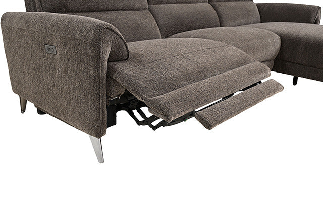 Brande Power Sectional, Right Chaise, Brown - view 3