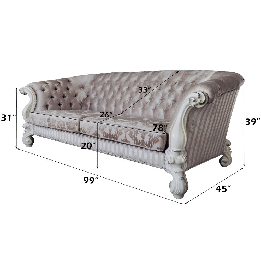 Versailles Sofa W/7 Pillows – dimensions diagram