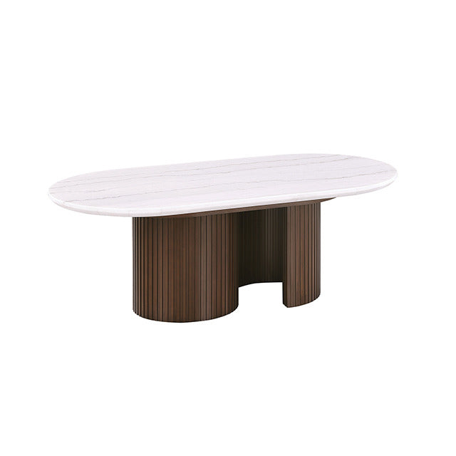 Alvik Coffee Oval Table, White/Walnut