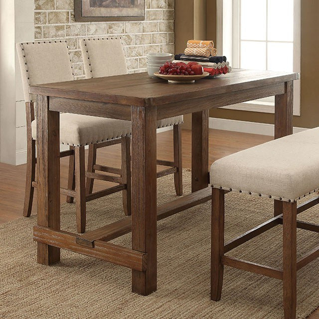 Sania 5 Pc Counter Ht Table Set, Rustic Oak