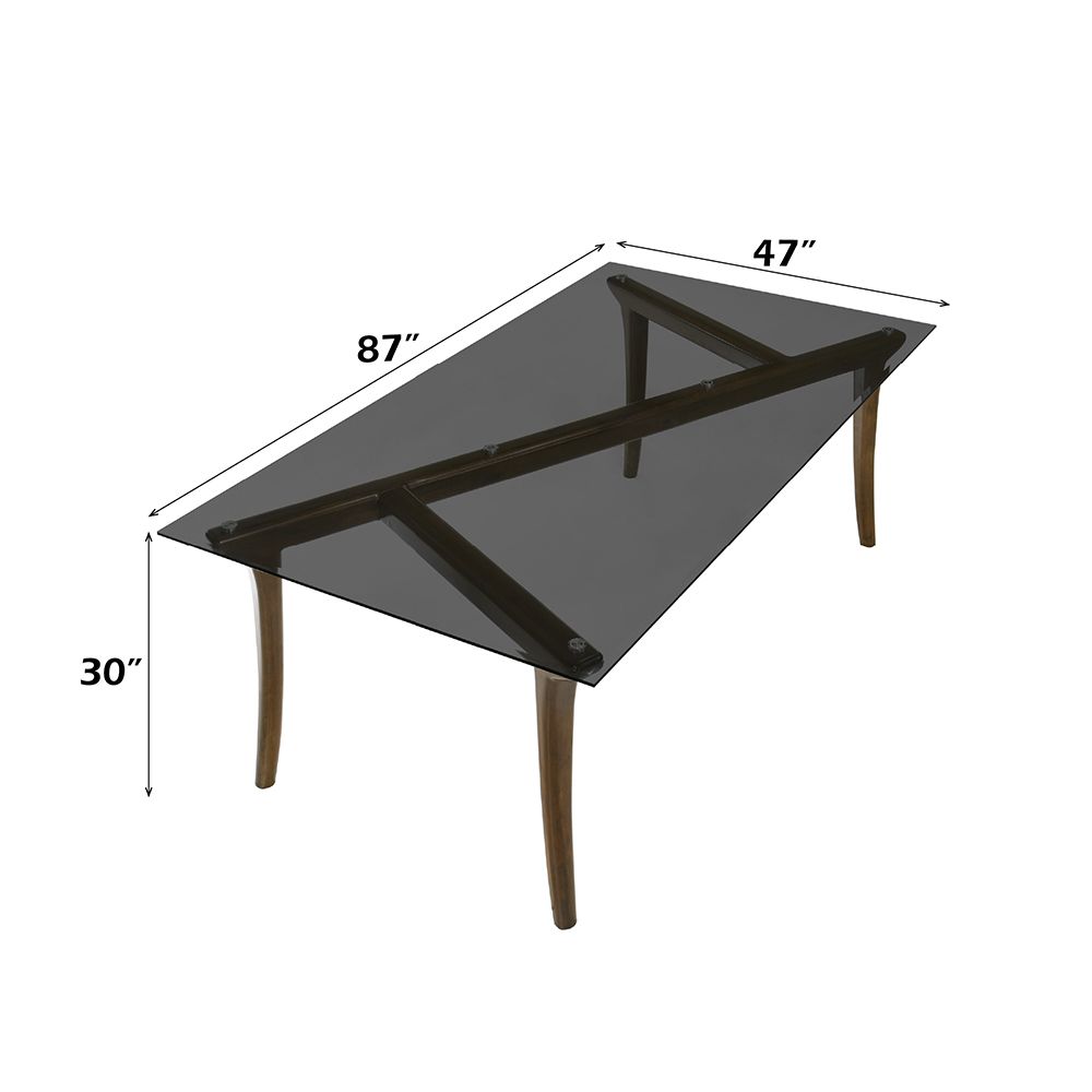 Danzel Dining Table w/Glasss Top – dimensions diagram