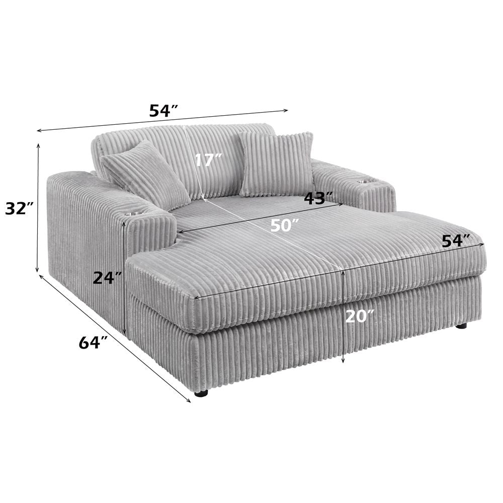 Hilde Chaise w/2 Pillows – dimensions diagram