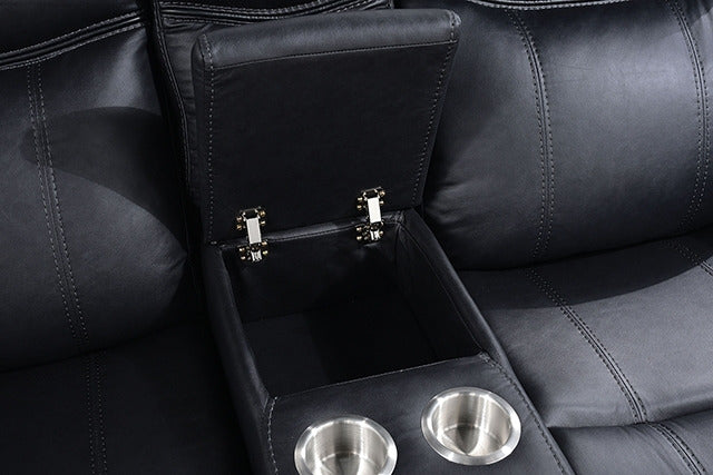 Agata Glider Recliner Loveseat, Black - view 3